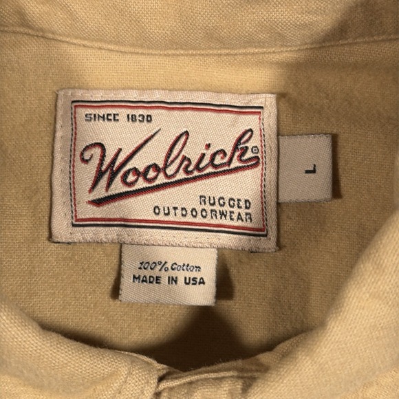 Vintage Woolrich Men's L Yellow Heavy Cotton Flannel Shirt Chamois Outdoors USA - Picture 3 of 6